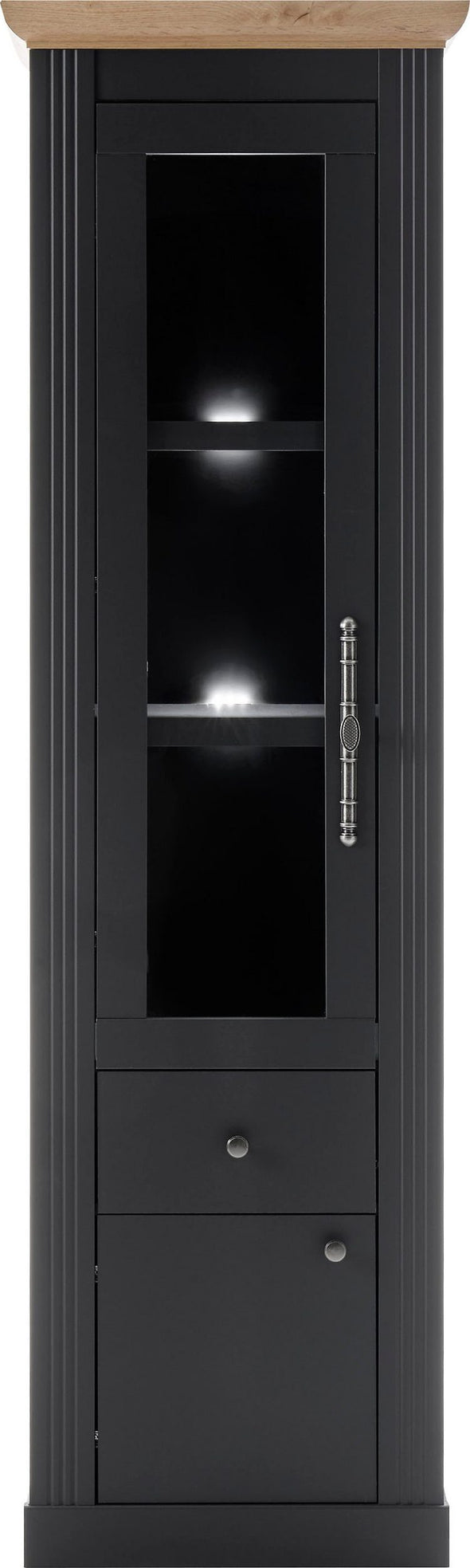 Vitrina »Westminster« gri inchis din MDF, 61 cm latime - LunaHome.ro