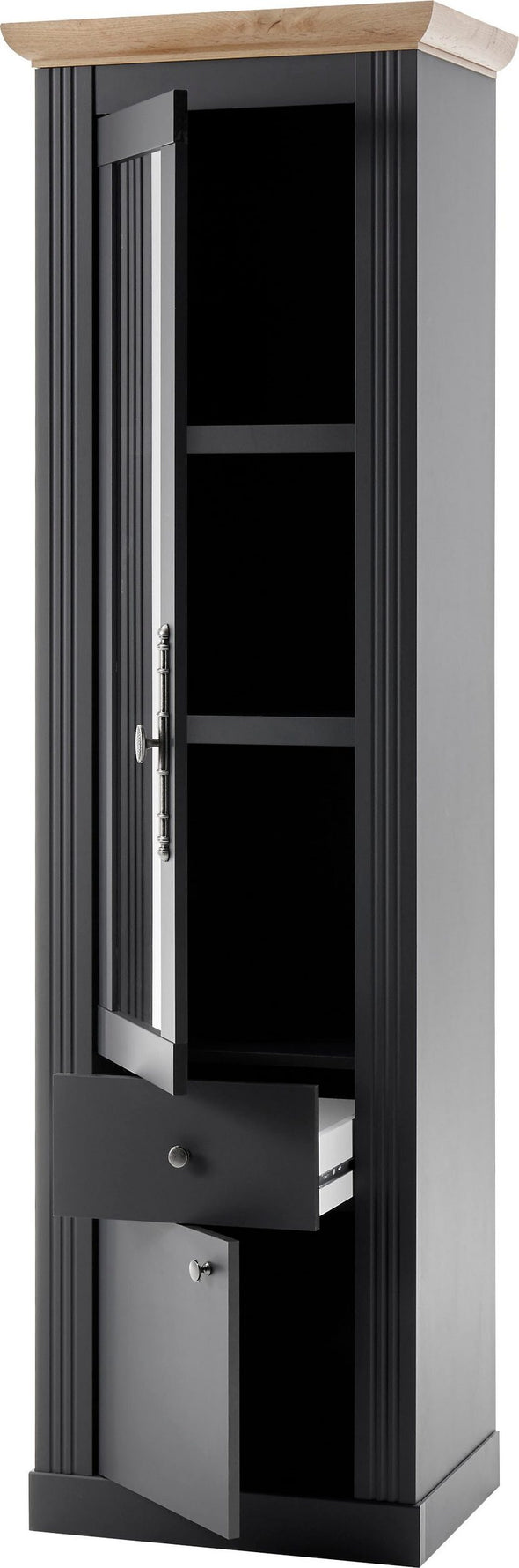 Vitrina »Westminster« gri inchis din MDF, 61 cm latime - LunaHome.ro