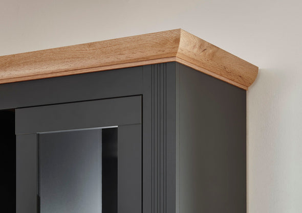 Vitrina »Westminster« gri inchis din MDF, 61 cm latime - LunaHome.ro