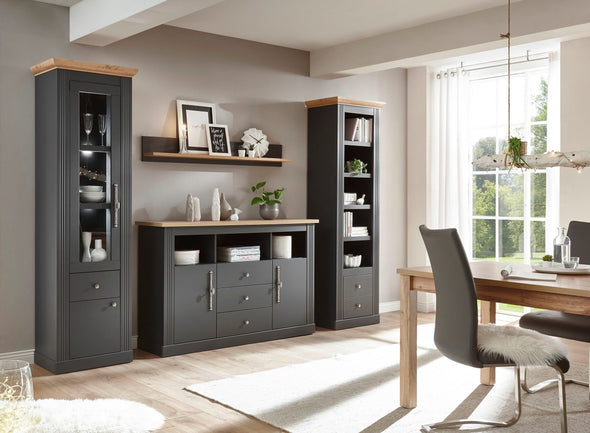 Vitrina »Westminster« gri inchis din MDF, 61 cm latime - LunaHome.ro