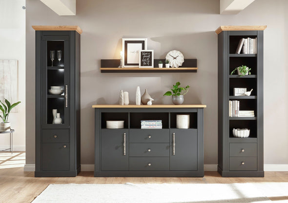 Vitrina »Westminster« gri inchis din MDF, 61 cm latime - LunaHome.ro