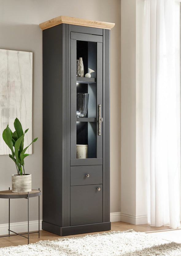 Vitrina »Westminster« gri inchis din MDF, 61 cm latime - LunaHome.ro