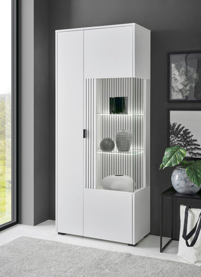 Vitrina moderna Hudson alba cu 2 usi 75 cm lățime - LunaHome.ro