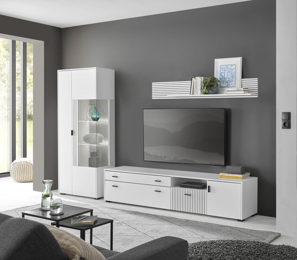 Vitrina moderna Hudson alba cu 2 usi 75 cm lățime - LunaHome.ro