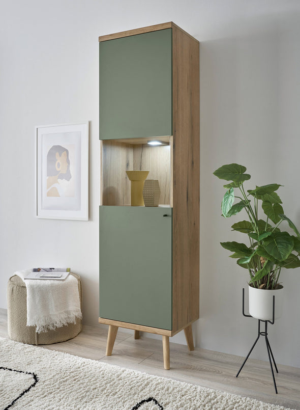Vitrina verde Mavas in stil scandinav cu o ușă 50 cm