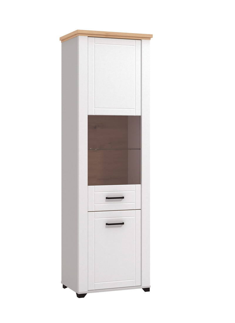 Vitrina alba Valencia cu 2 usi si raft de sticla 60,5 cm - LunaHome.ro