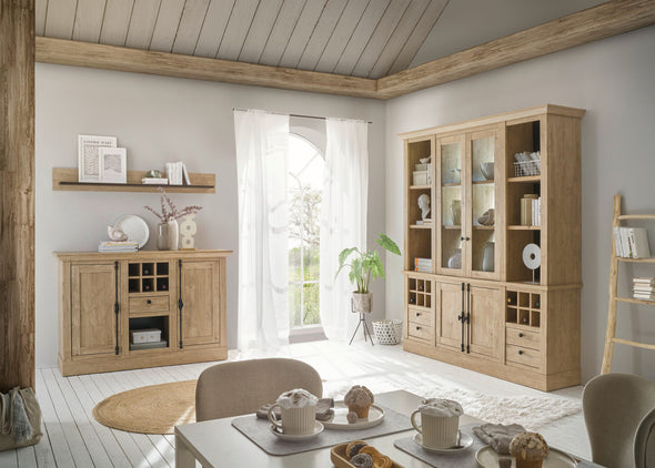 Vitrina bufet Cornwall in stil rustic cu suport de vinuri 193 cm - LunaHome.ro