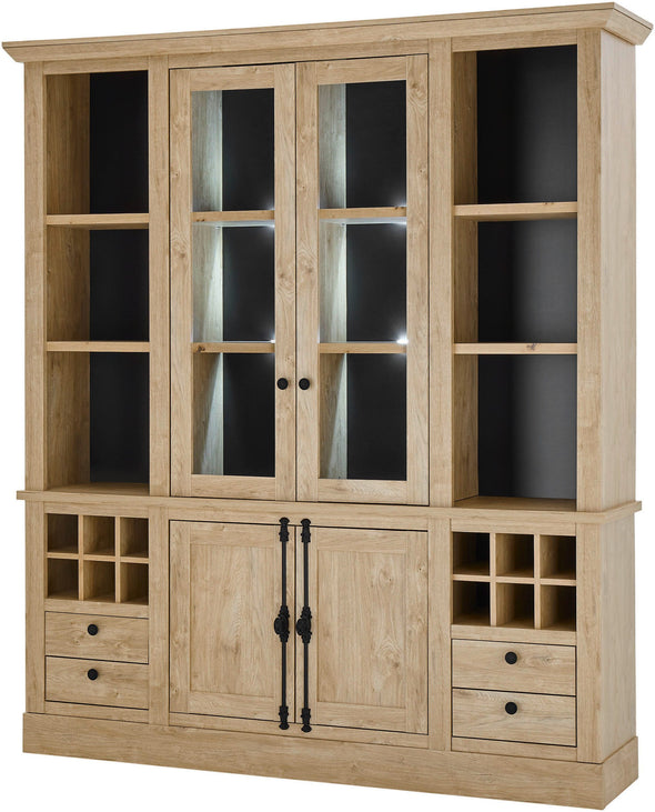Vitrina bufet Cornwall in stil rustic cu suport de vinuri 193 cm - LunaHome.ro