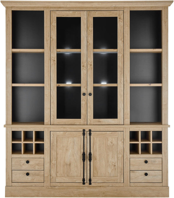 Vitrina bufet Cornwall in stil rustic cu suport de vinuri 193 cm - LunaHome.ro