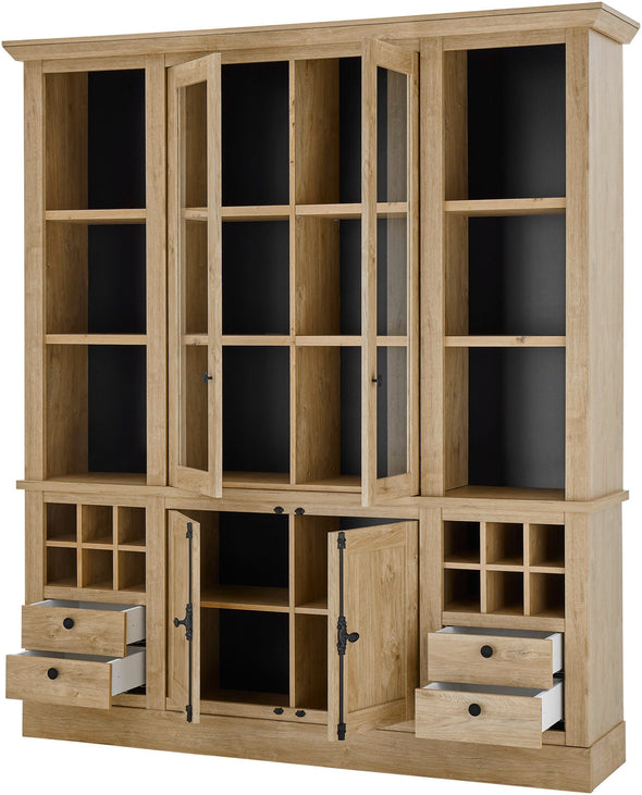 Vitrina bufet Cornwall in stil rustic cu suport de vinuri 193 cm - LunaHome.ro