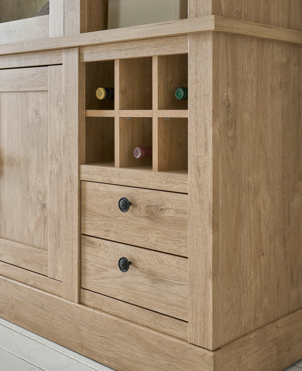 Vitrina bufet Cornwall in stil rustic cu suport de vinuri 193 cm - LunaHome.ro