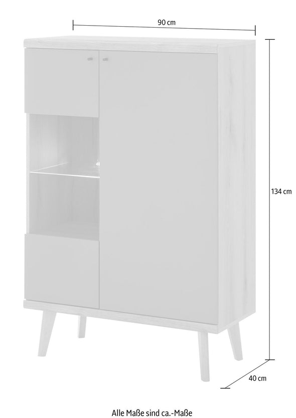 Vitrina comodă Mavas cu aspect scandinav verde salvie 90 cm - LunaHome.ro