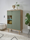 Vitrina comodă Mavas cu aspect scandinav verde salvie 90 cm - LunaHome.ro
