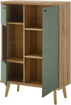 Vitrina comodă Mavas cu aspect scandinav verde salvie 90 cm - LunaHome.ro