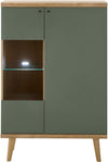 Vitrina comodă Mavas cu aspect scandinav verde salvie 90 cm - LunaHome.ro