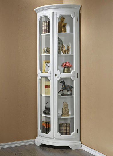 Vitrină de colț cu design elegant alba 45x201 cm