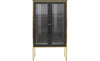 Vitrina eleganta Woodly negru cu auriu, 2 usi 90 cm