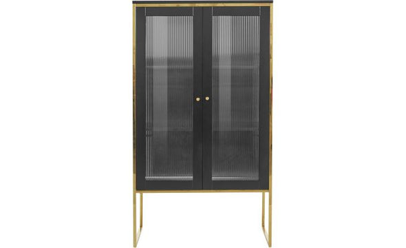 Vitrina eleganta Woodly negru cu auriu, 2 usi 90 cm