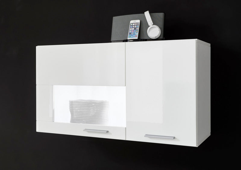 Vitrina suspendata Corado alb lucios, 92 cm latime - LunaHome.ro