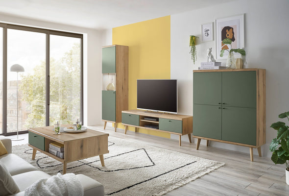 Vitrina verde Mavas in stil scandinav cu o ușă 50 cm