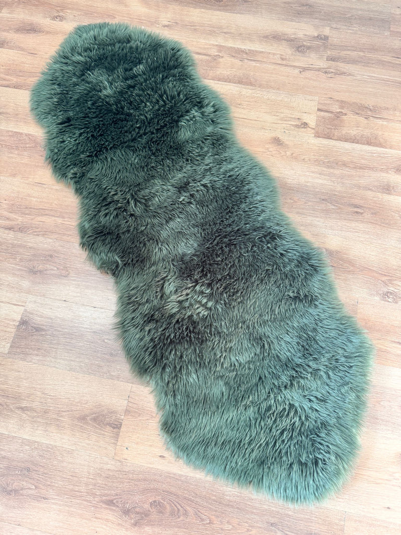 Covor »Dena« verde din blană eco foarte moale și pufoasă 65x185 cm - LunaHome.ro