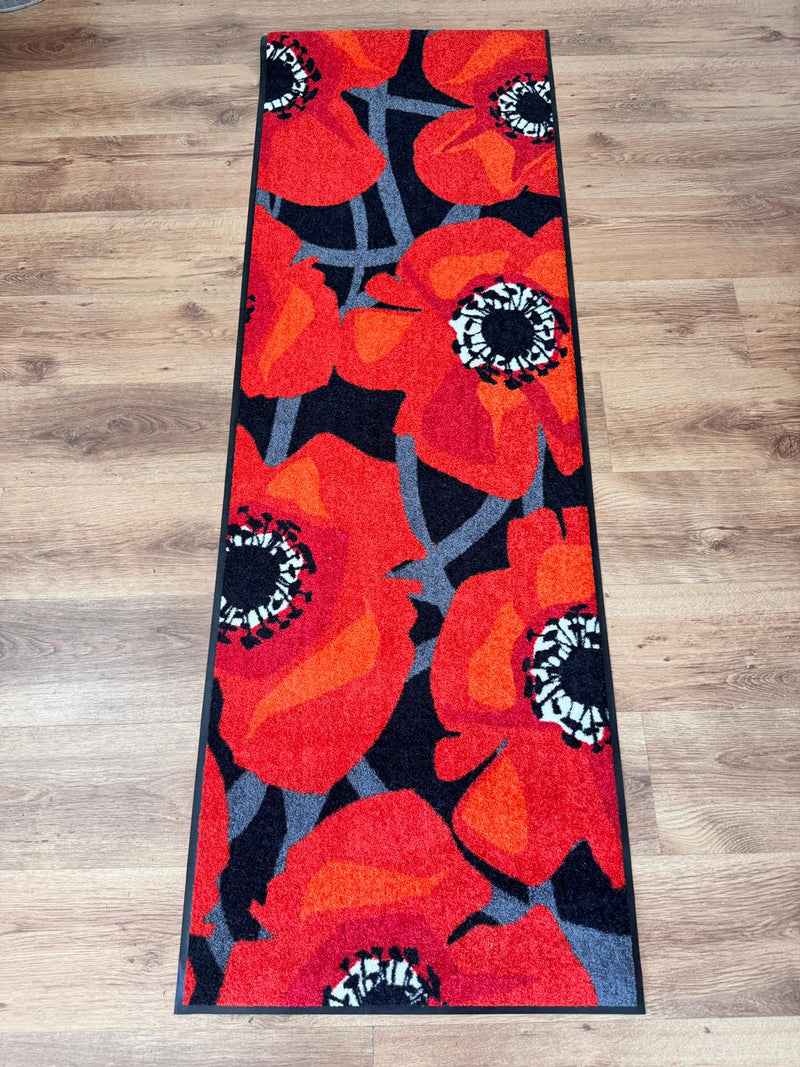 Covor lavabil Wash&dry antiderapant negru cu rosu 60x180 cm - LunaHome.ro