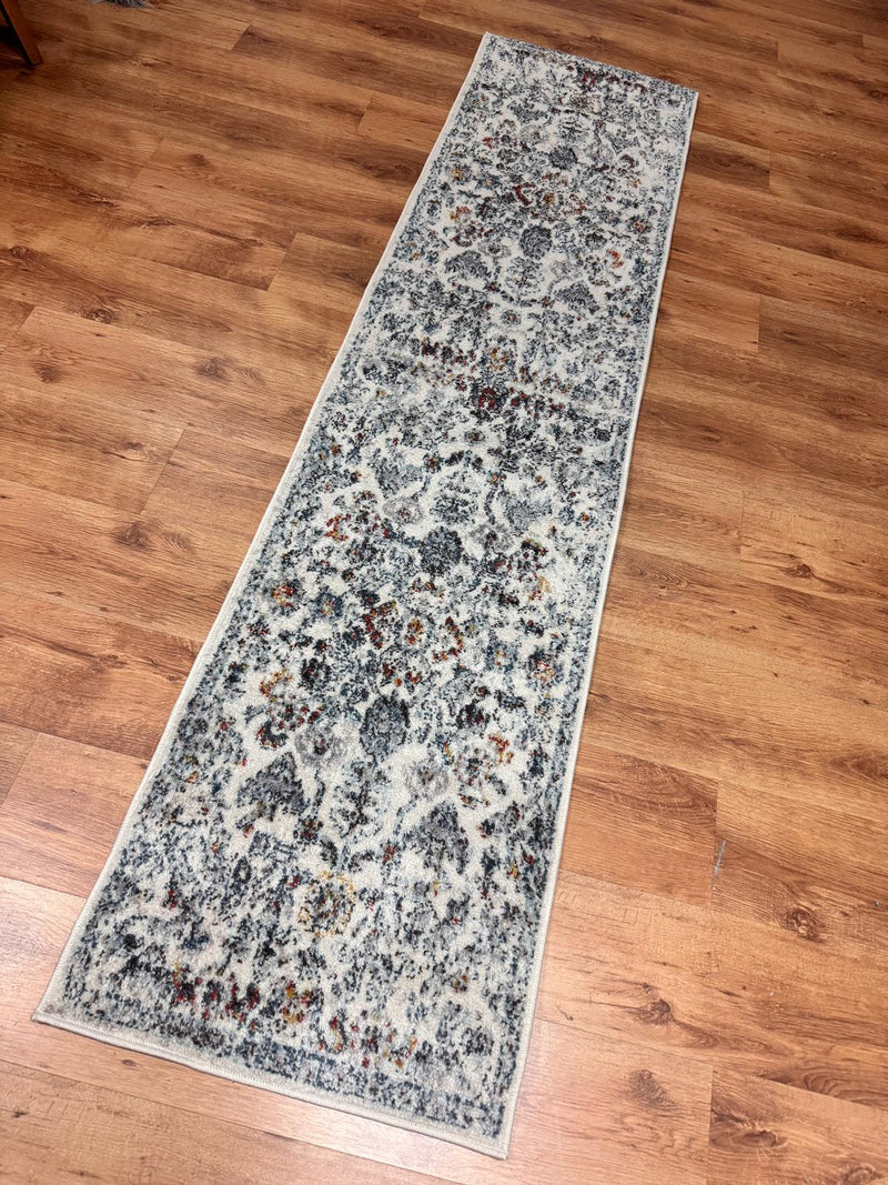 Covor Athena cu model vintage, fir scurt crem 60x244 cm - LunaHome.ro