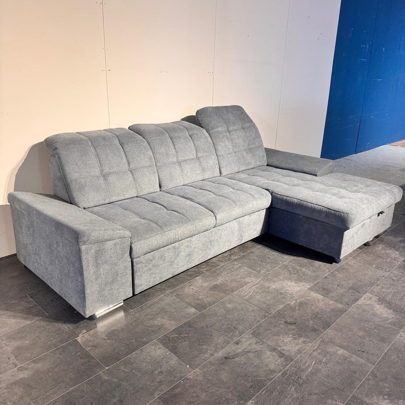 Coltar Nigrum gri extensibil cutie de depozitare tetiere reglabile 167x270 cm - LunaHome.ro