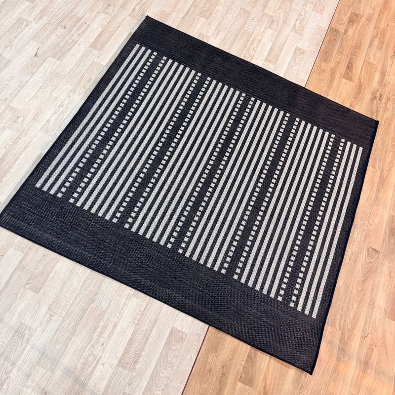 Covor Venice cu tesatura plata, aspect de sisal negru 160x160 cm - LunaHome.ro