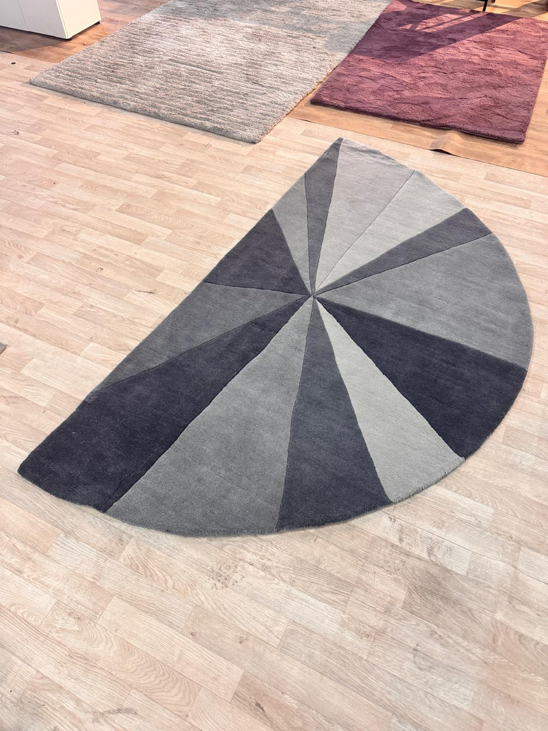 Covor »Rainbow« din lână pură gri 120x180 cm semicerc - LunaHome.ro
