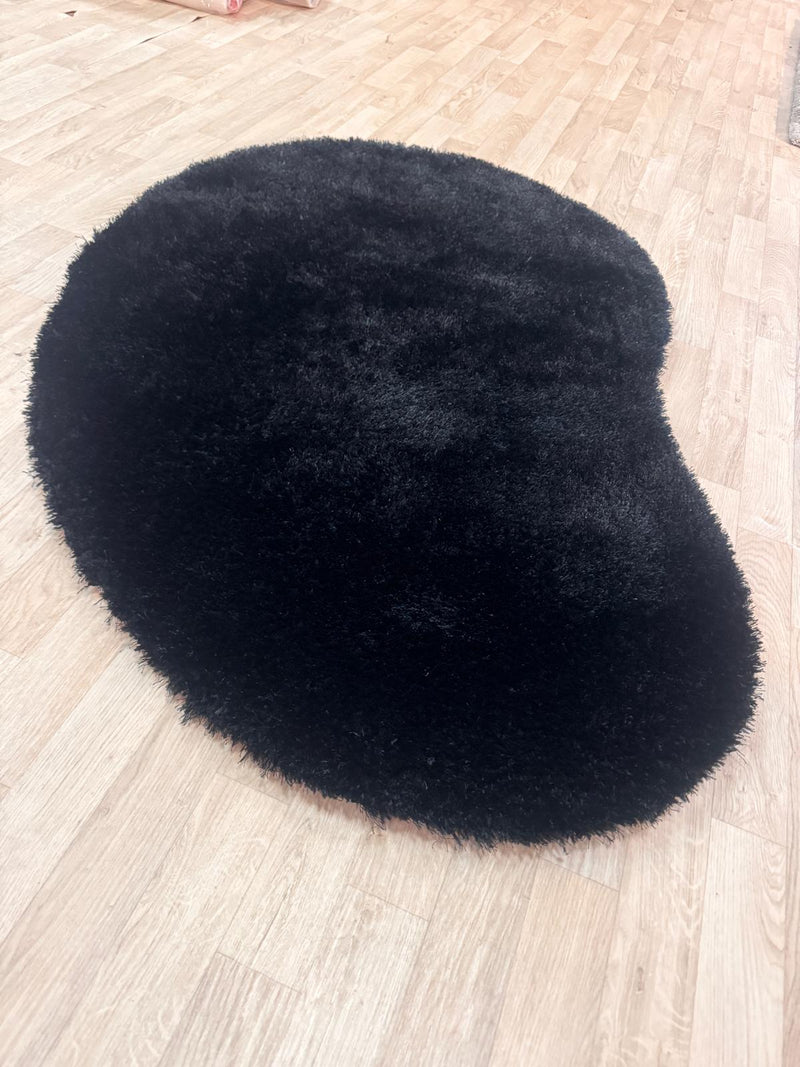 Covor Dana bean negru foarte pufos si gros 100x150 cm - LunaHome.ro