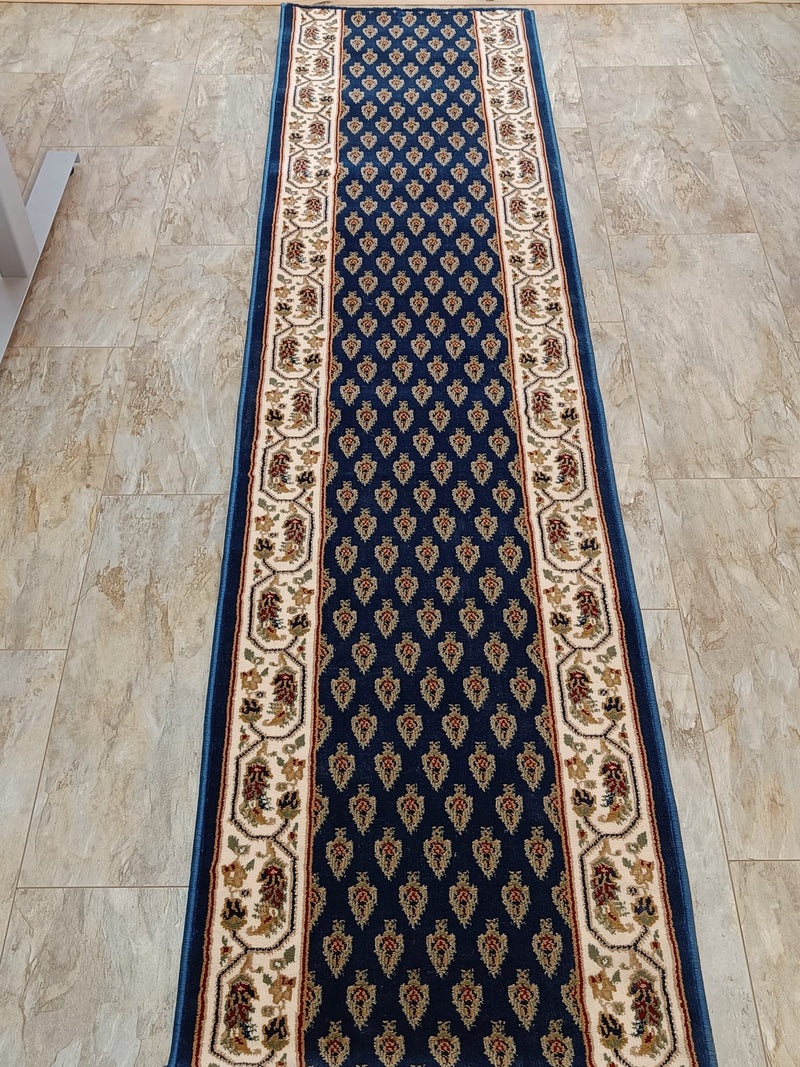 Covor traversa Alina Mir DELAVITA cu model clasic albastru 60x230 cm