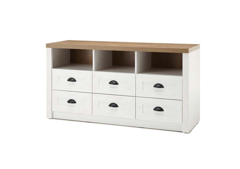 Comoda Tv Beauvais cu aspect de lemn, 130 cm latime - LunaHome.ro