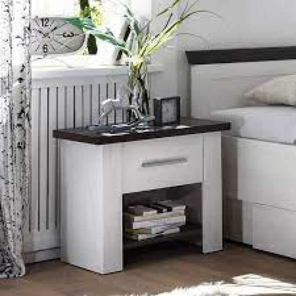 Set complet dormitor Siena alb cu aspect de lemn, 4 piese - LunaHome.ro