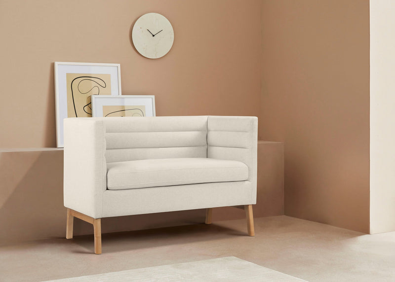 Bancheta Isaline tapitata cu spatar, crem 100 cm latime - LunaHome.ro