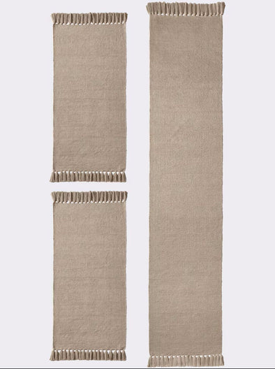 Set 3 covoare de dormitor Heine din bumbac taupe, 70 cm - LunaHome.ro