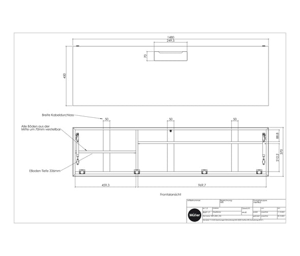 Comoda suspendata pentru Tv din MDF Vertiko HIFI 148 cm