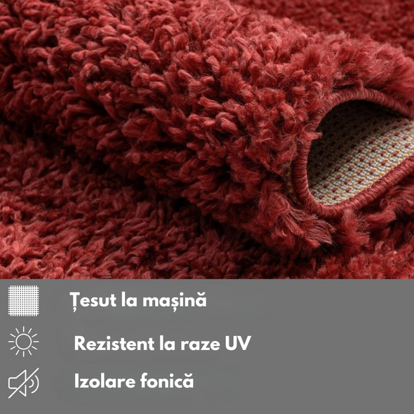 Covor traversa »My Shaggy« cu fire lungi, foarte pufos, bordeaux 70x140 cm - LunaHome.ro