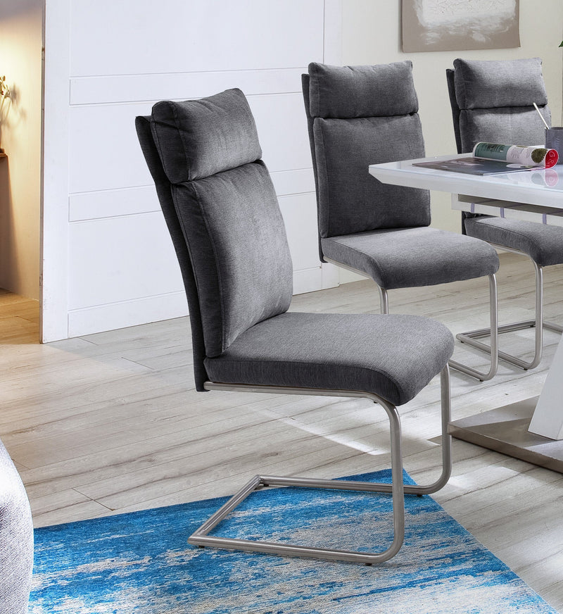 Set 2 scaune MCA din microfibra rezistenta antracit, picioare din metal - LunaHome.ro