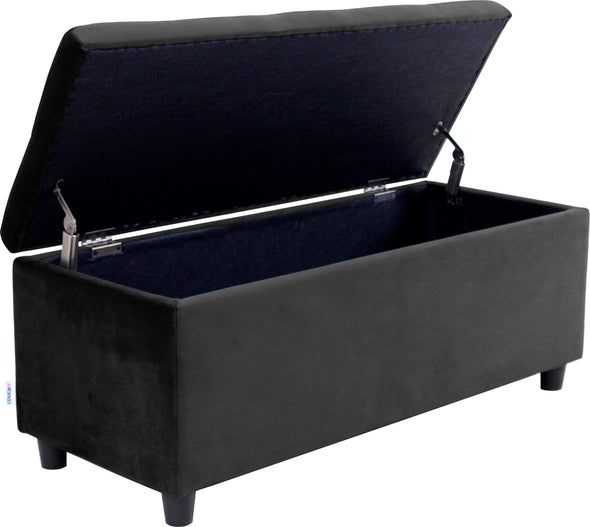 Bancheta tapitata cu depozitare COUCH neagra 100 cm - LunaHome.ro