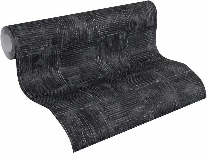 Tapet netesut Saffiano negru 0,53 mx 10,05 m