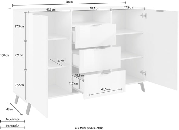 Comodă Kitaly, Casanova, lățime 150 cm - LunaHome.ro