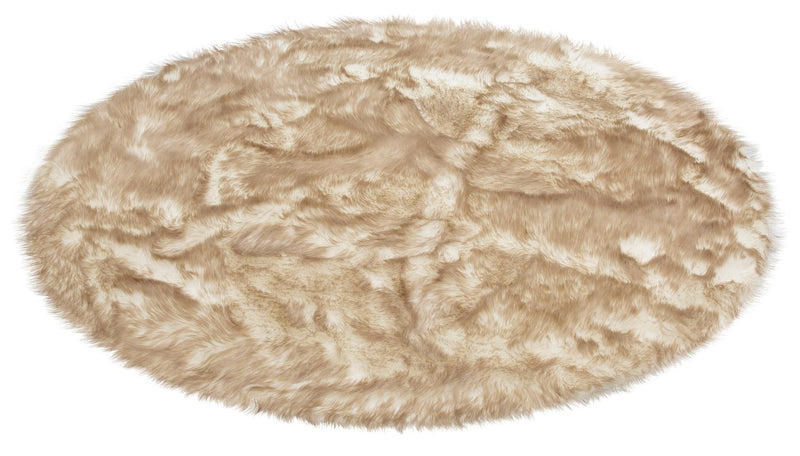 Covor de blana artificiala rotundă Sammo, alb-taupe, 140 cm - LunaHome.ro