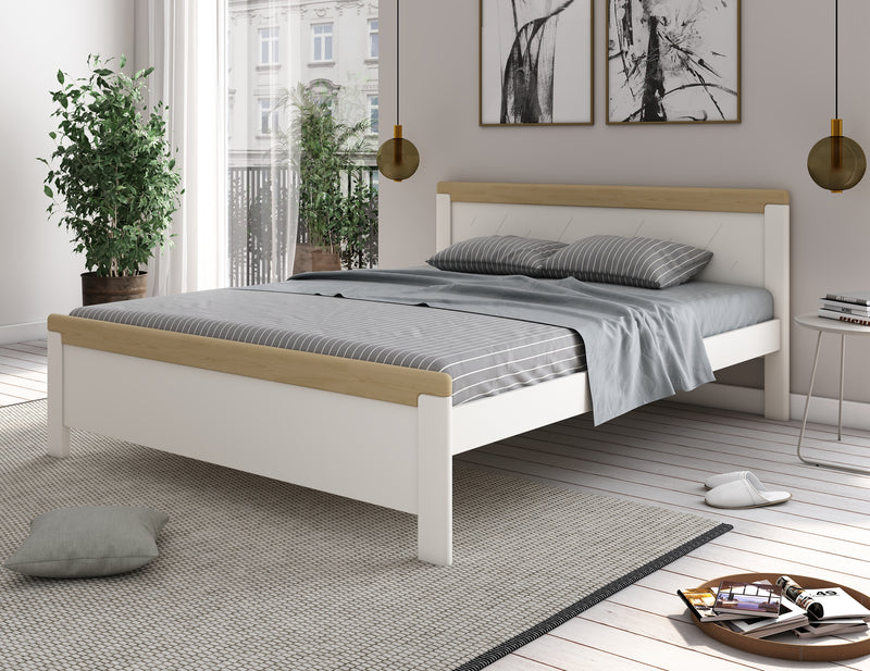 Pat Carita din lemn masiv de pin alb, 180x200 cm - LunaHome.ro