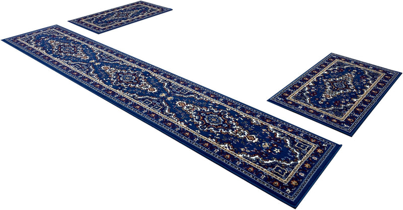 Set 3 covoare Oriental DELAVITA, albastru deschis - LunaHome.ro