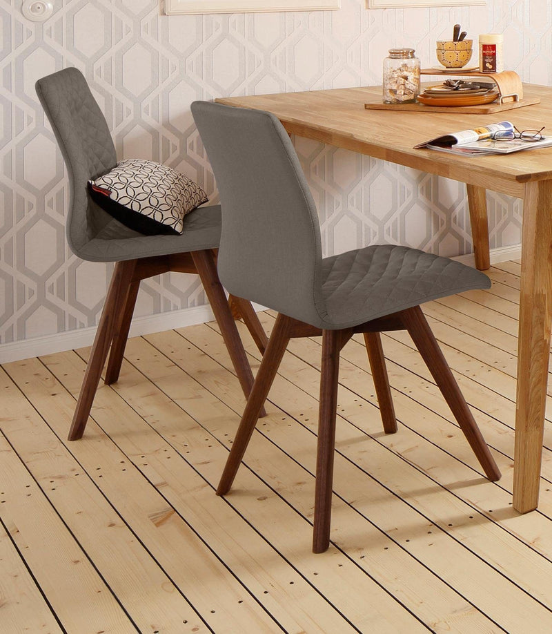 Set 6 scaune Rani, din catifea maro, picioare din lemn de stejar - LunaHome.ro