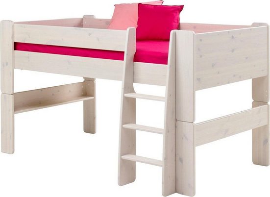 Pat pentru copii mansardat cu scara STEENS - LunaHome.ro