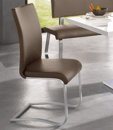 Set 2 scaune Arco II MCA, piele naturală, cappuccino