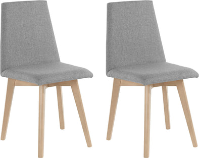 Set 2 scaune Malva cu tapiterie gri, picioare din lemn de stejar - LunaHome.ro