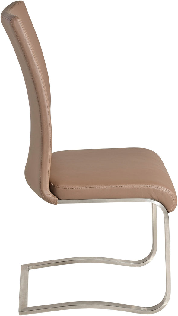 Set 2 scaune Arco din piele ecologica cappuccino, cu cadru metalic - LunaHome.ro